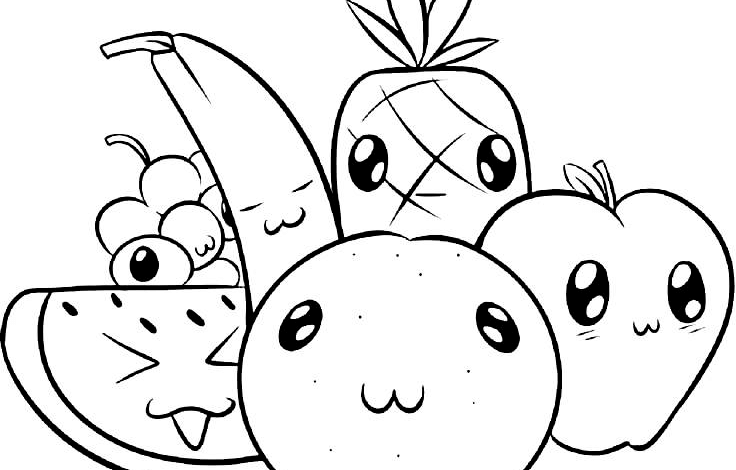 Cute Fruits Coloring Pages 1