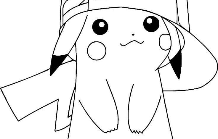 Pokemon Pikachu Hat Coloring Page