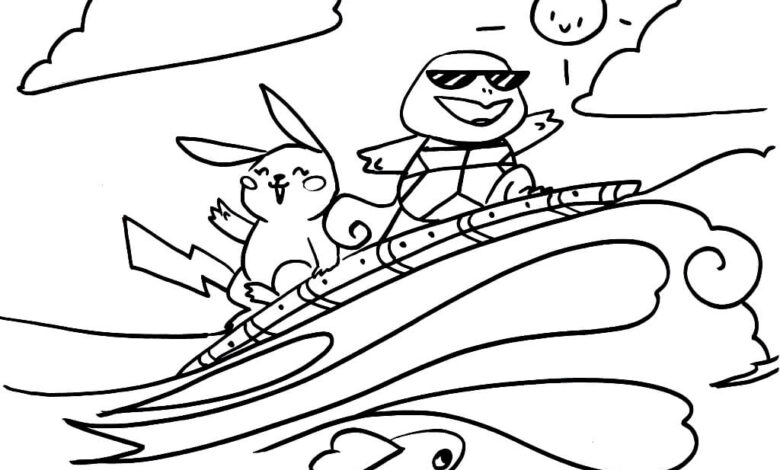 Pokemon and Squirtle Coloring Page