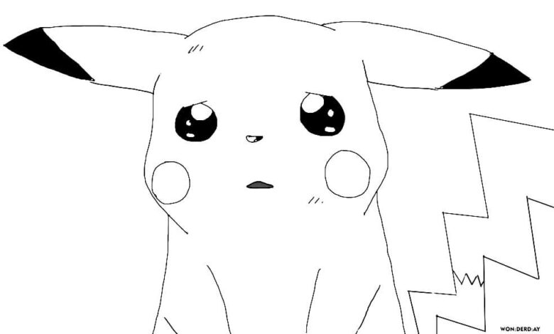 Sad Pikachu Coloring Page