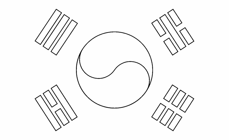 South Korea Flag Coloring Page
