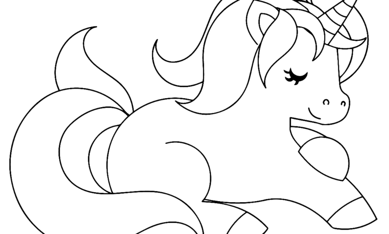Cute Baby Minimal Unicorn Coloring Page For Kids