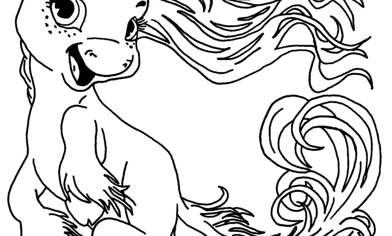 Cute Baby Unicorn Coloring Page For Kids