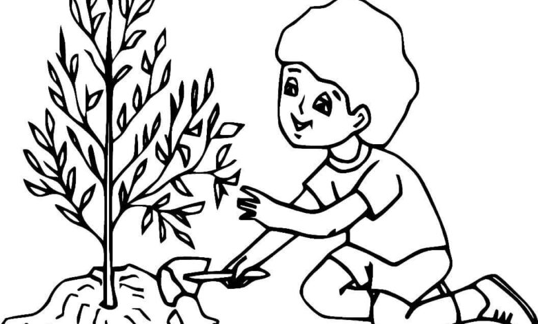 Gardener Boy Coloring Page