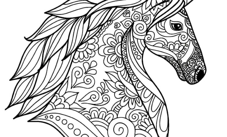 Unicorn Flowers Mandala Coloring Pages
