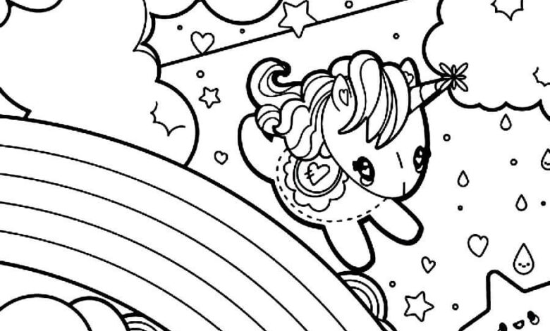 Unicorn in the Sky Coloring Page