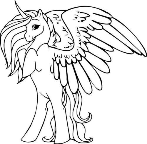 Winged Unicorn in the Sky Coloring Page For Girls 2 Winged Unicorn in the Sky Coloring Page For Girls