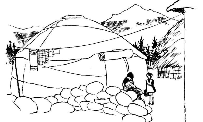 Asian Turkish Tent Yurt Coloring Page