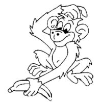 Banana Monkey Coloring Page Banana Monkey Coloring Page