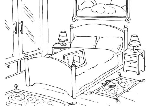 Bedroom Coloring Page