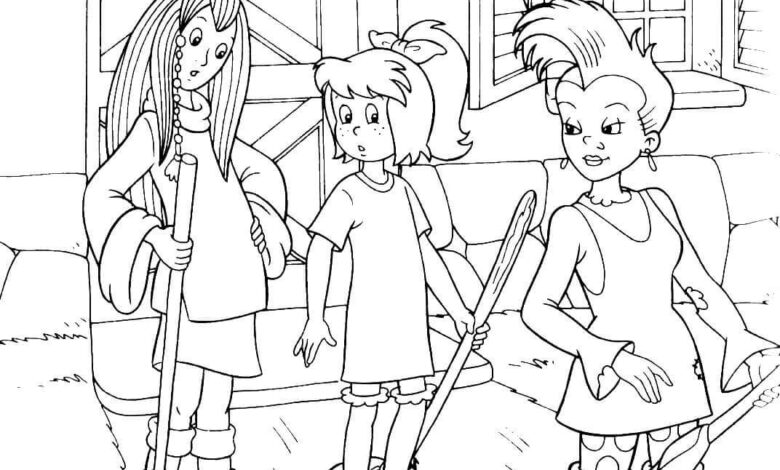 Bibi Blocksberg Friends Coloring Page