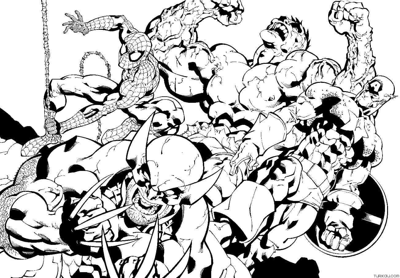 Cartoon Avengers Coloring Page » Turkau