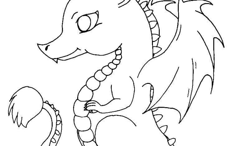 Cartoon Baby Dragon Coloring Page