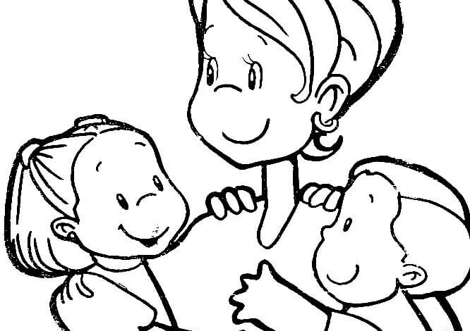 Children Mothers Day Coloring Page