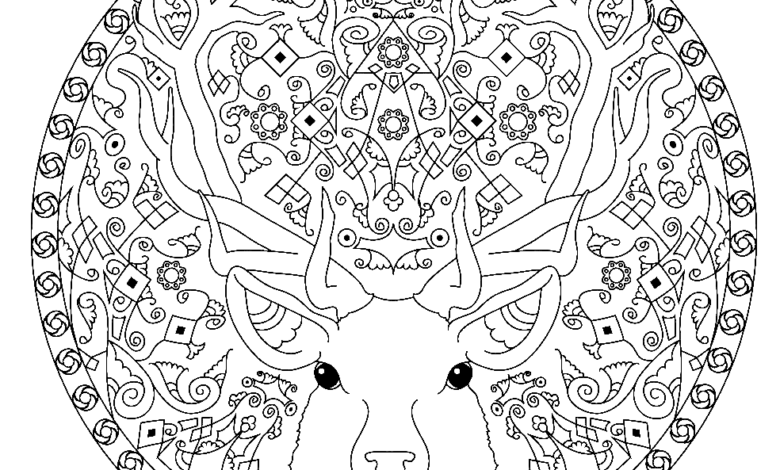 Christmas Reindeer Mandala Coloring Page