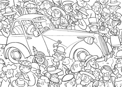 Crowded City People Coloring Page 1 Crowded City People Coloring Page