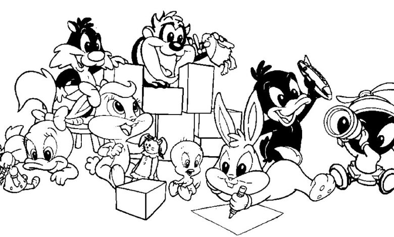 Cute Cartoon Characters Coloring Page