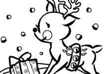 Cute Christmas Reindeer Coloring Page for Girls