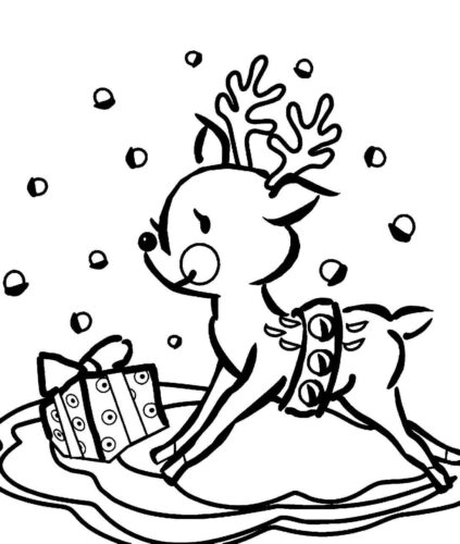 Cute Christmas Reindeer Coloring Page for Girls