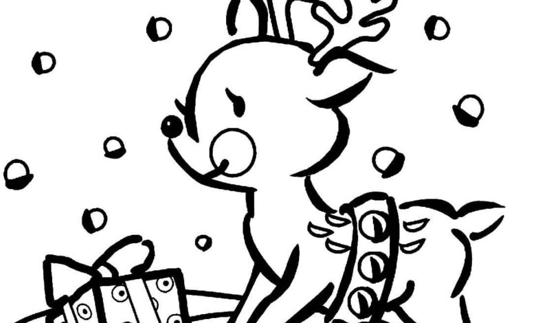 Cute Christmas Reindeer Coloring Page for Girls