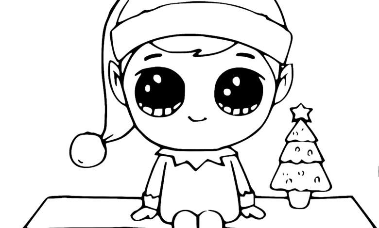 Cute Elf On The Shelf Coloring Page