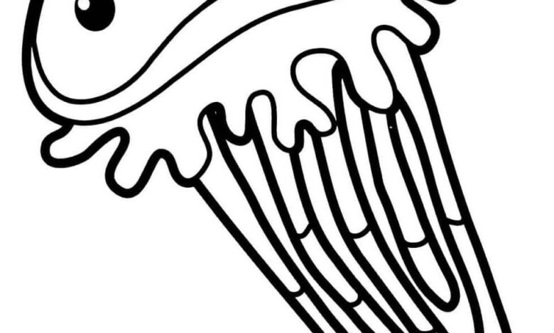 Cute Jellyfish Drawing Coloring Page