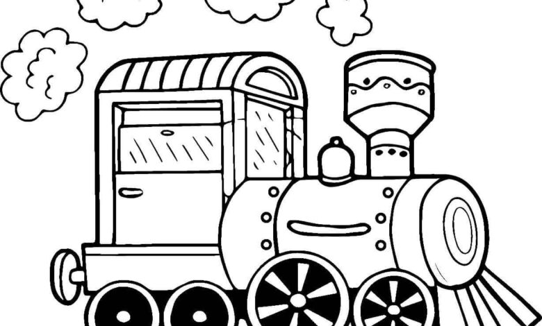 Cute Train Coloring Page