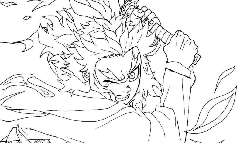 Demon Slayer Attack Coloring Page