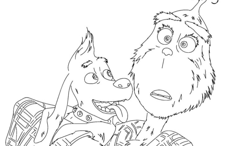 Dog and Grinch Coloring Page