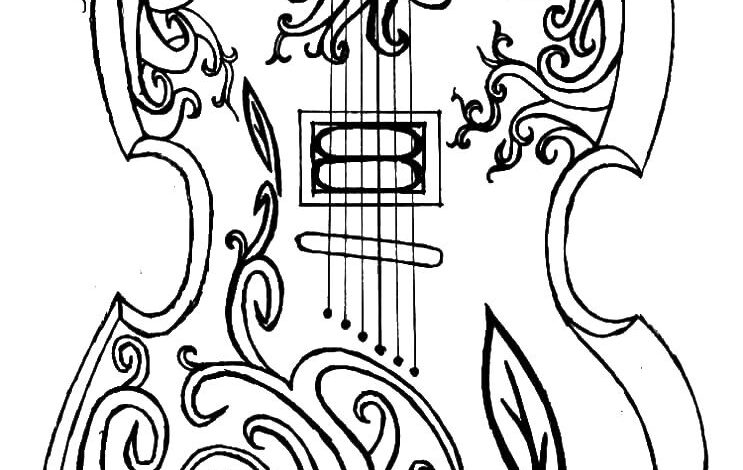 Electric Guitar Drawing Coloring Page