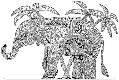 Elephant, Trees, Mandala Coloring Pages 2 Elephant Trees Mandala Coloring Pages