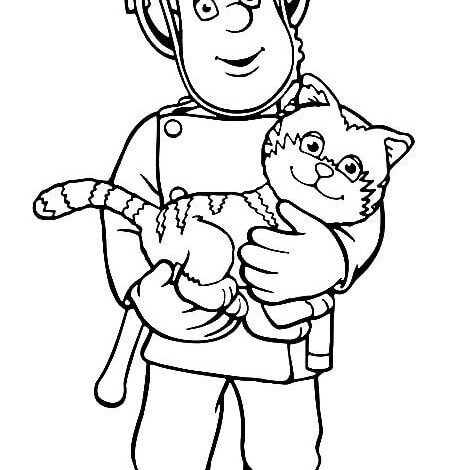 Fireman Sam Cat Coloring Page