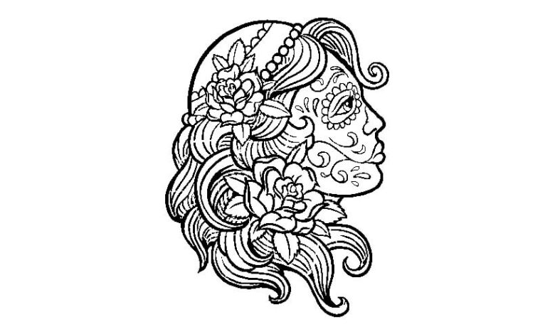 Girl Tattoo Coloring Page