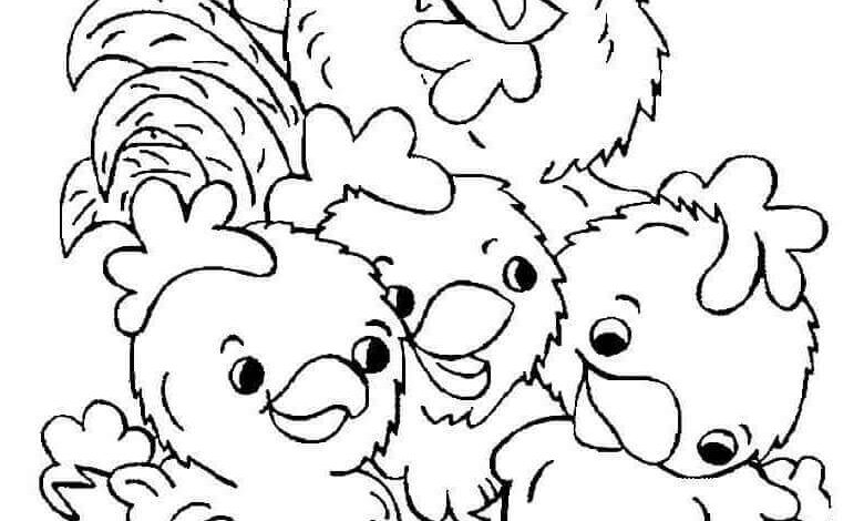 Happy Chicken Colouring Coloring Page