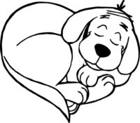 Heart Sleeping Dog Coloring Page