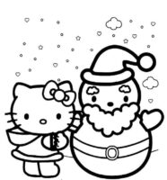 Hello Kitty Cute Christmas Coloring Pages