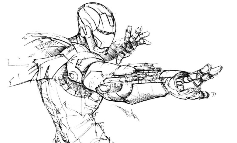 Iron Man Drawing Coloring Page