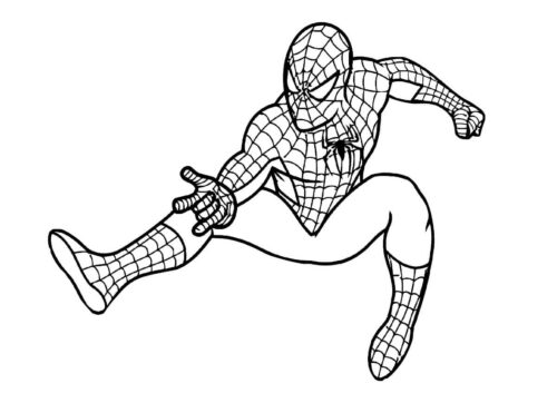 Jumping Spiderman Coloring Page 1 Jumping Spiderman Coloring Page