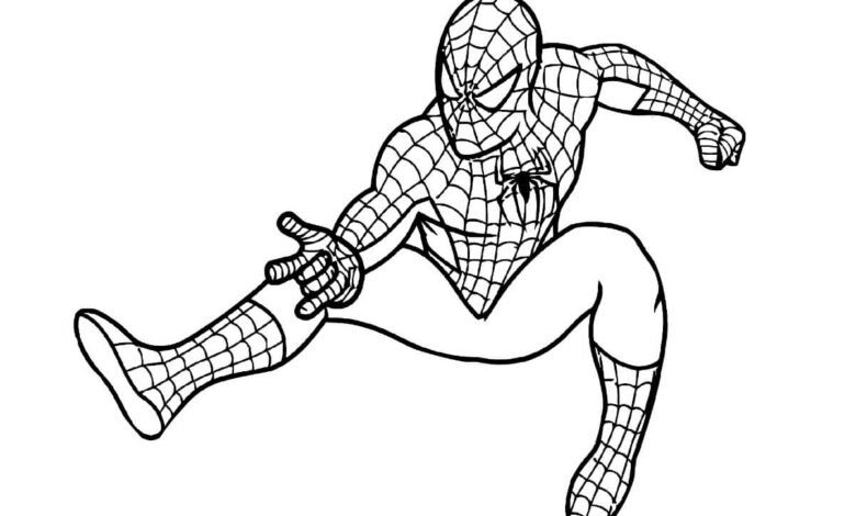 Jumping Spiderman Coloring Page