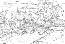 Landscape Coloring Page for Adults