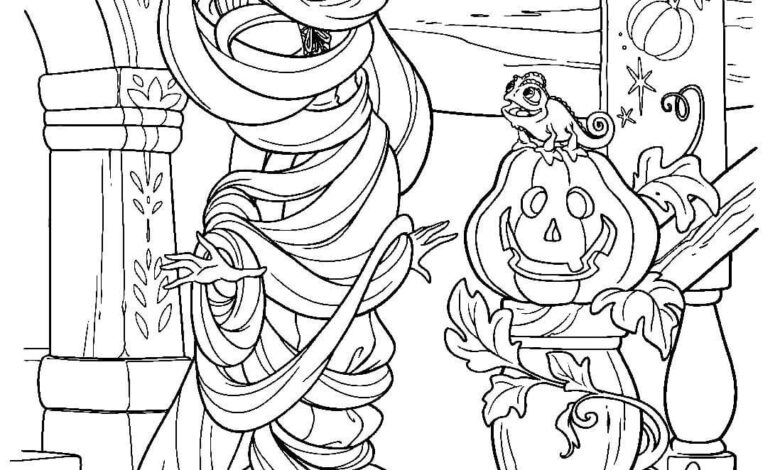 Long Hair Girl Rapunzel Coloring Page