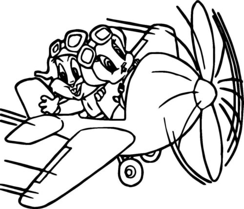 Looney Tunes Tweety Airplane Coloring Page