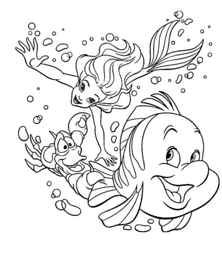 Mermaid Drawings Coloring Page