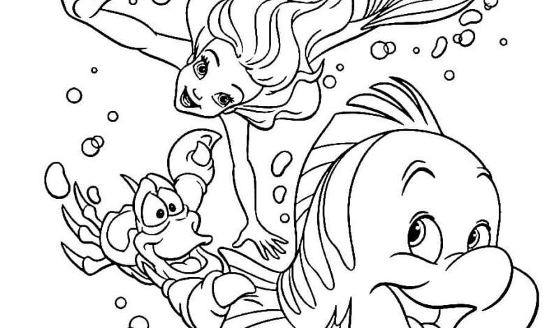 Mermaid Drawings Coloring Page