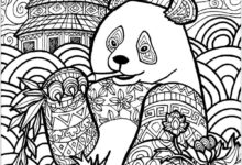Nature Panda Coloring Page for Adults