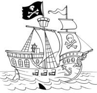 Pirate Ship Drawing Coloring Page