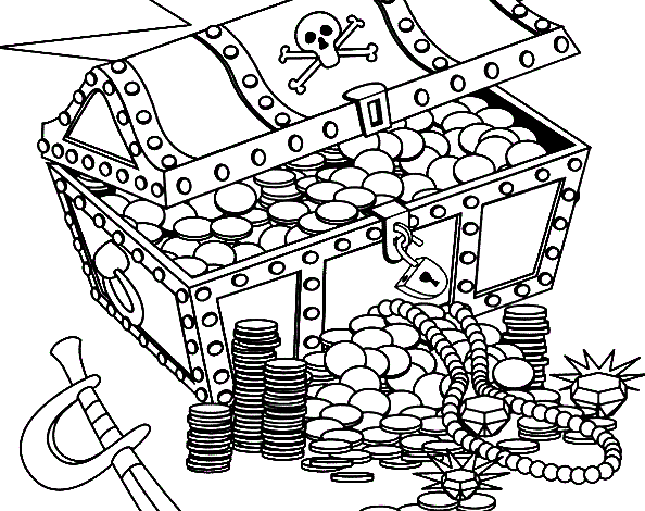 Pirate Treasure Coloring Page