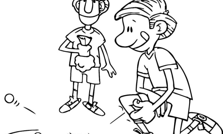 Playing Boys Coloring Page