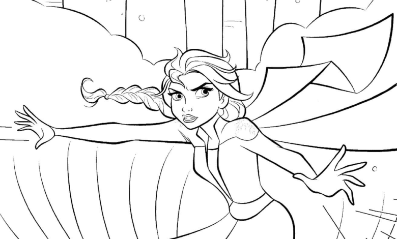 Struggle Elsa Frozen 2 Coloring Page