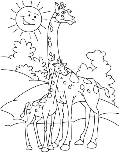 Sun Giraffe Coloring Page